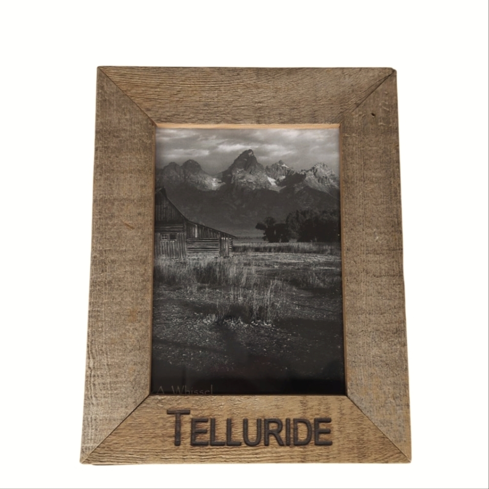 Telluride Rustic Primitive Wood Frame Vertical Trees Picture in Standing Frame